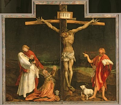 A Crucificação, do Retábulo de Isenheim, c.1512-15 de Matthias Grünewald